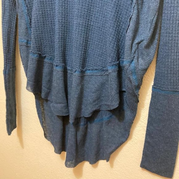 We The Free Women's Dark Blue Long Sleeve High Low Waffle Knit Tunic Size XS - Picture 4 of 6